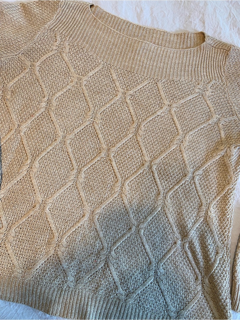 89th & Madison Cream Diamond-Pattern Crewneck Sweater